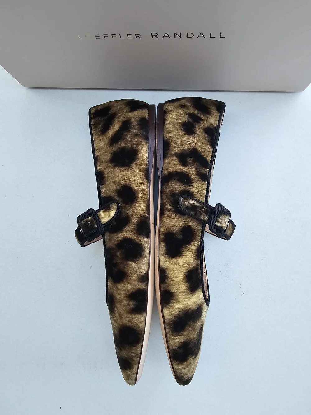 Loeffler Randall Ginger Leopard Velvet Mary Jane Flats